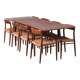Danish extendable teak dining set with 8 Møller Model 75 chairs, 1960s