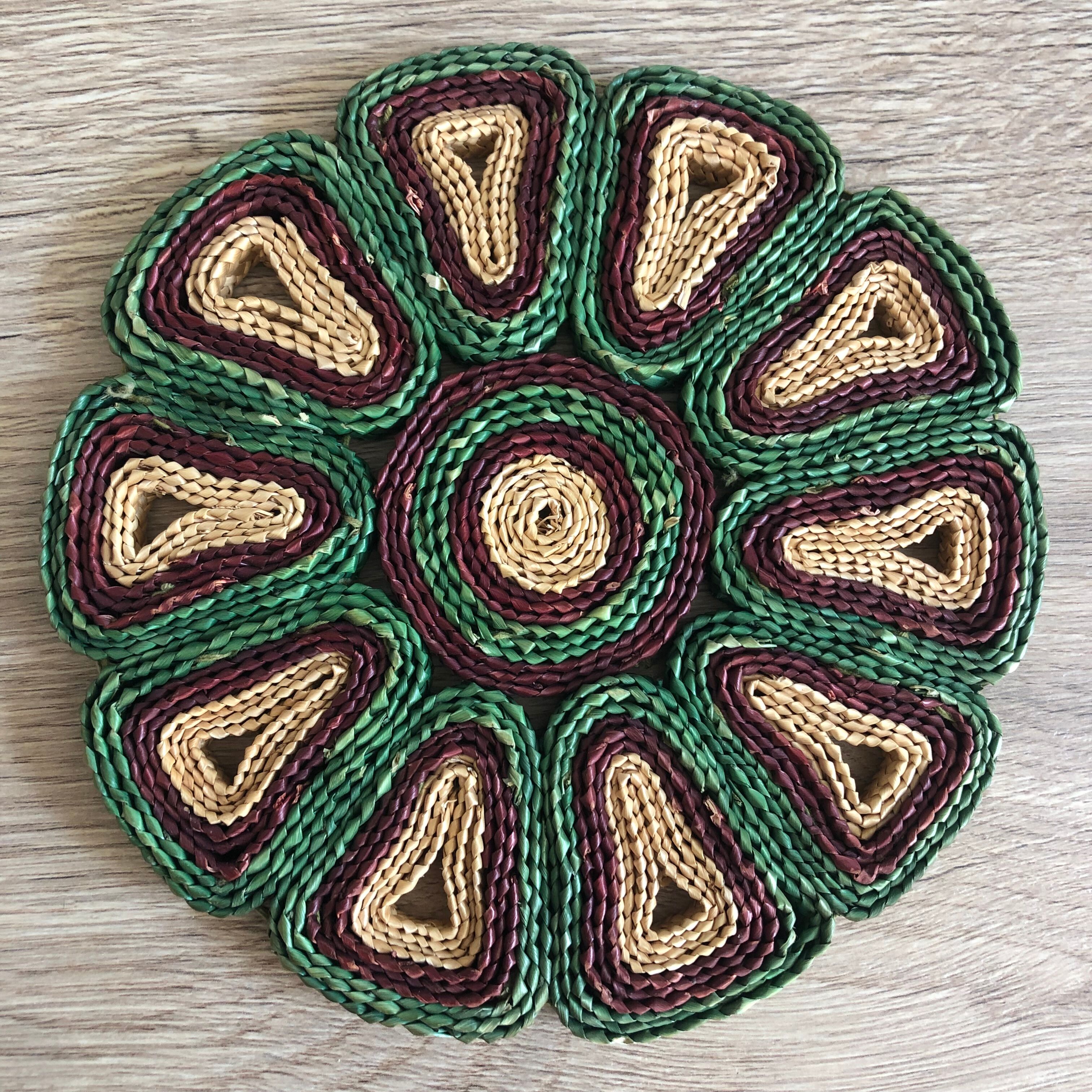 Vintage braided straw underside