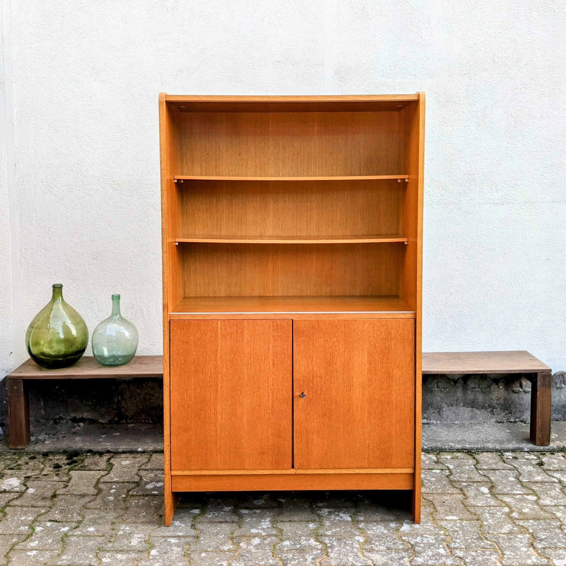 Golden oak bookcase 60s