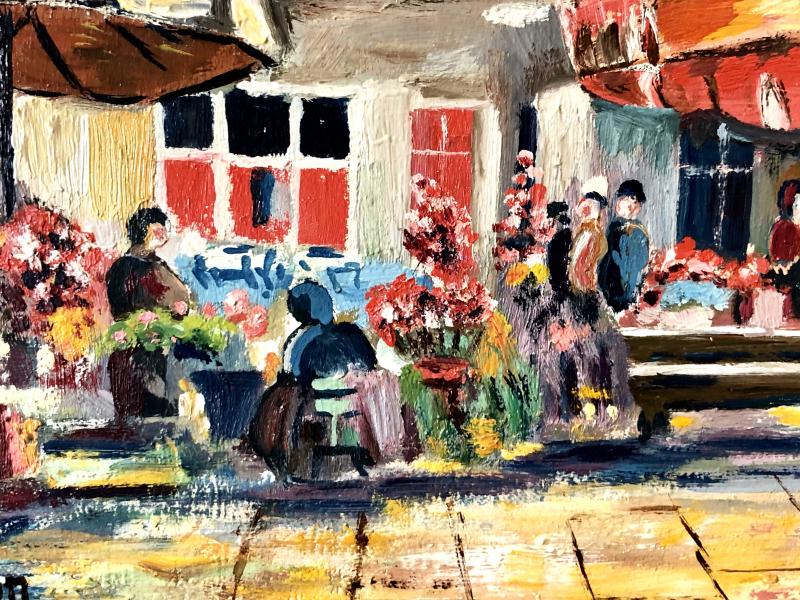 Tableau marché aux fleurs à Menton Henri Guillon