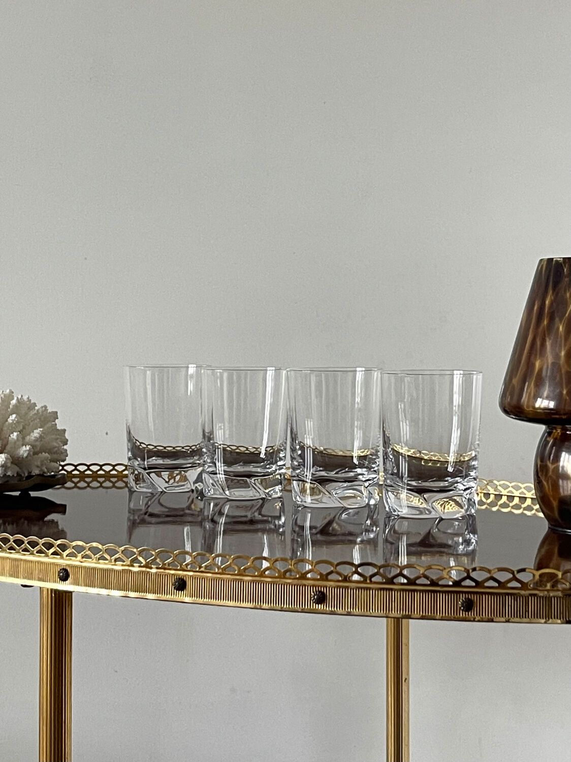 Crystal carafe and 4 glasses Daum France.