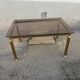 Table basse vintage laiton et verre fumé marron