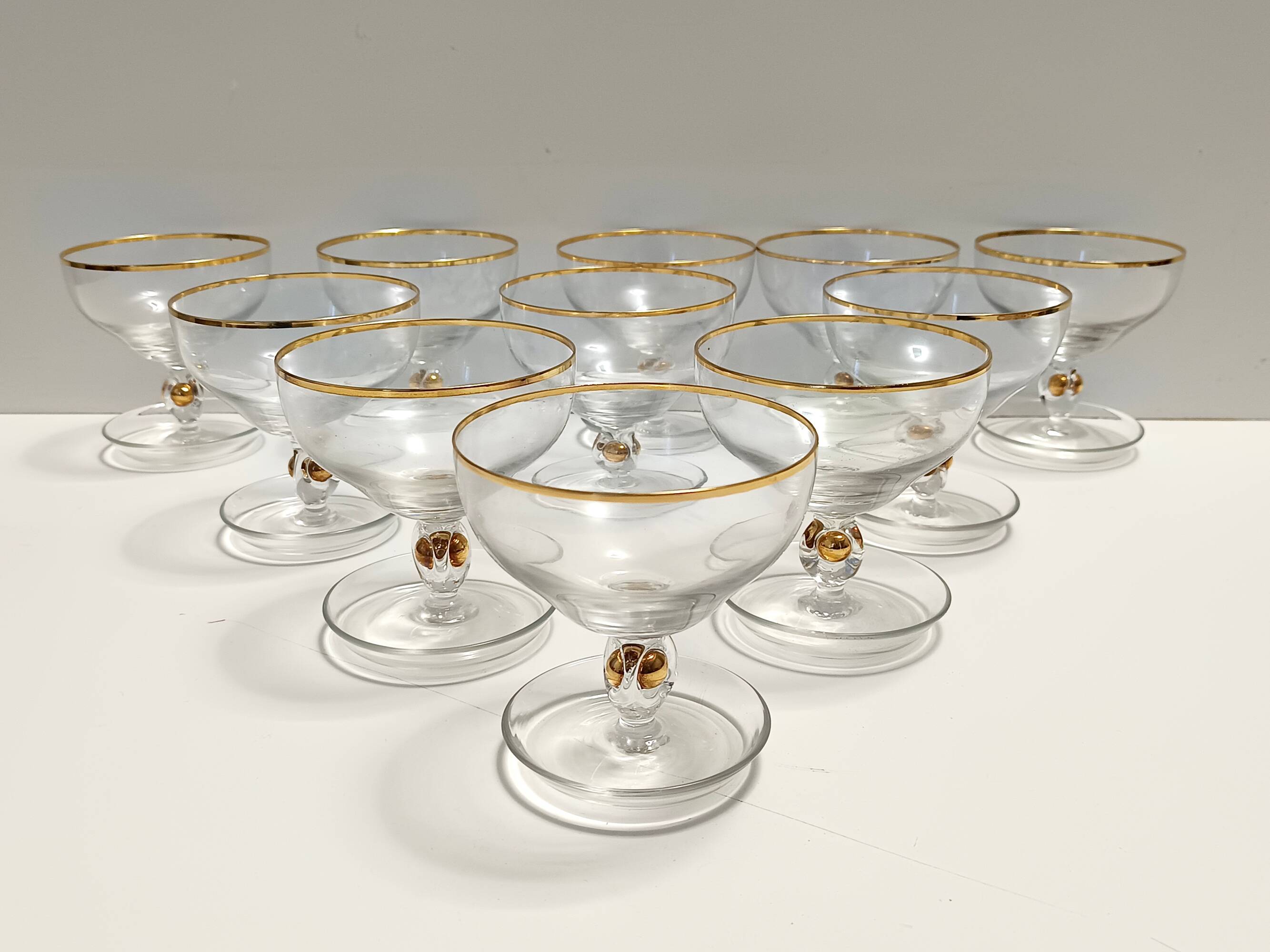 Set of Eleven Bohemian Crystal Dessert Bowls by Jozef Stanik