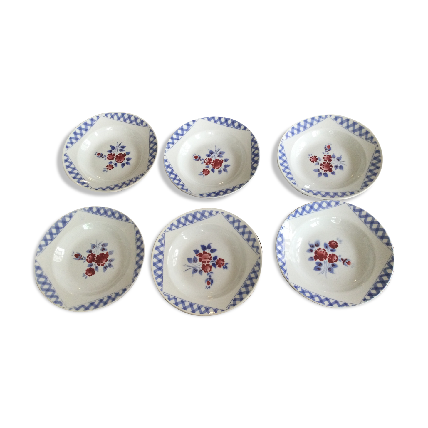 6 Vintage hollow plates, Luneville model Henri