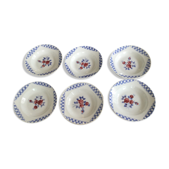 Set de 6 assiettes creuses vintage Luneville modèle Henri