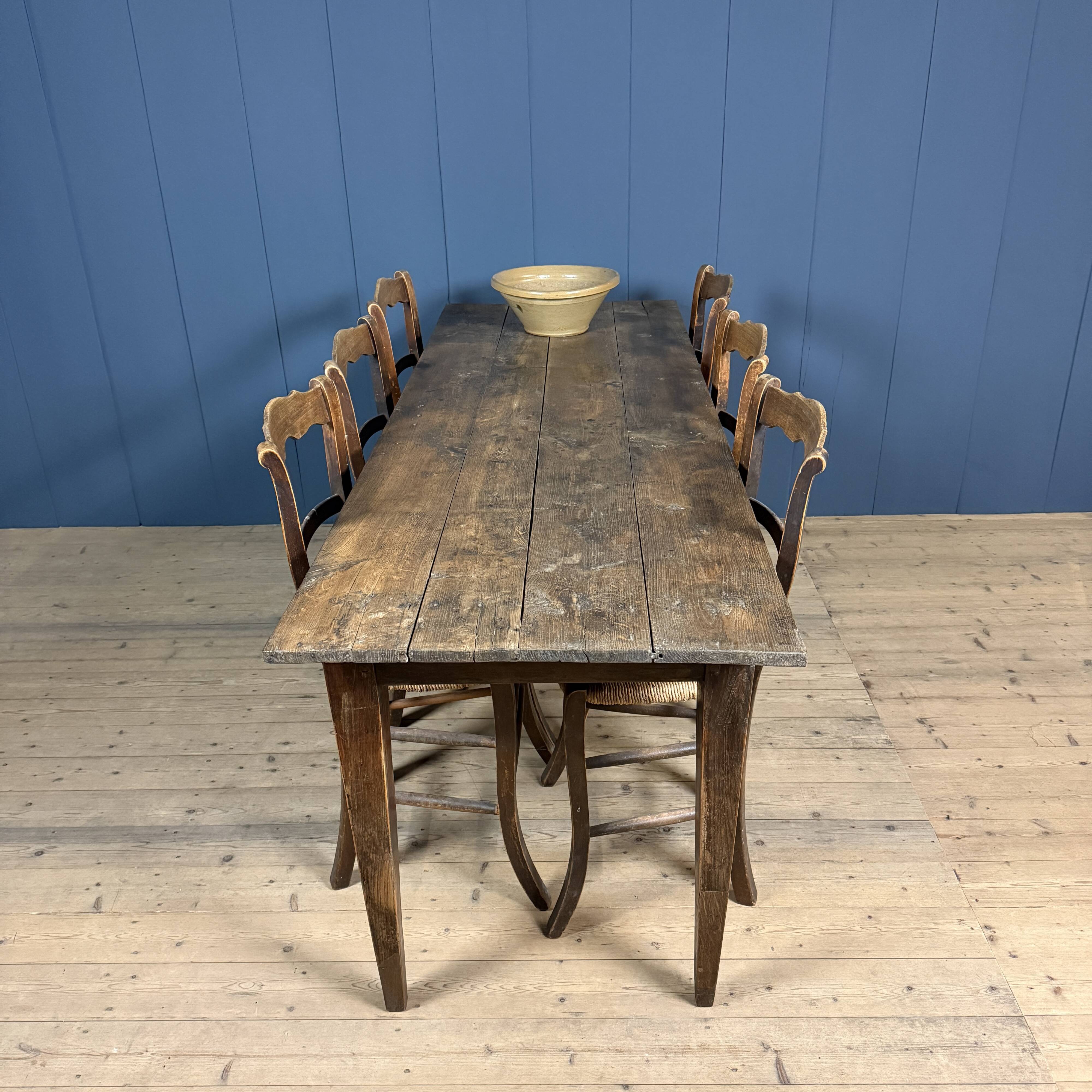 Rustic French oak farmhouse dining table