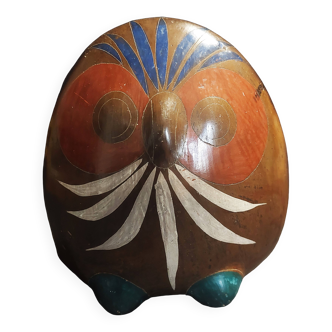 Vintage ceramic signed V. Silva owl Tonala Mexico 60s-70s