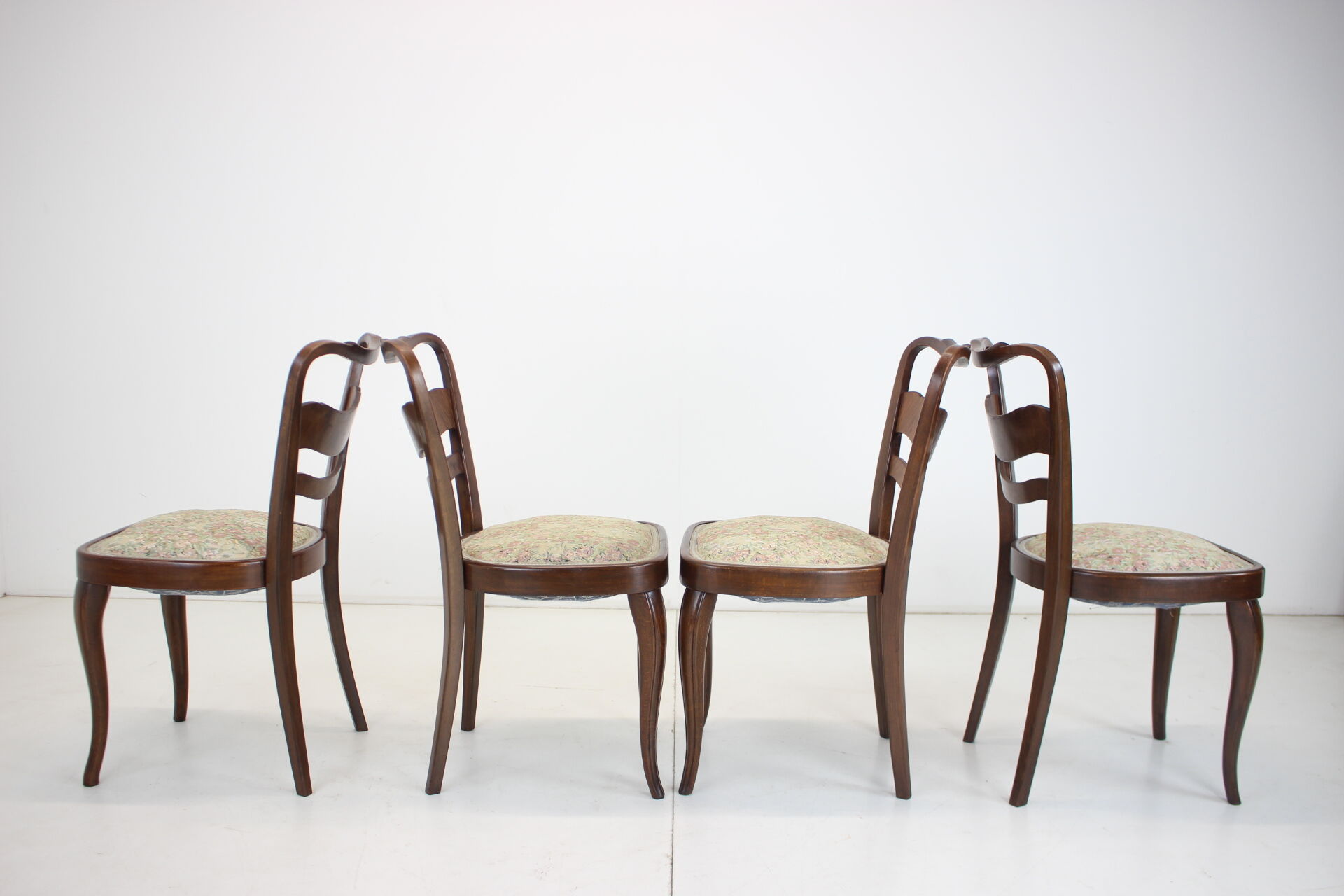 1940s set of 4 dining chairs, czechoslovakia