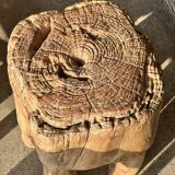 Brutalist stool in upcycled solid blond teak H:40 D:32