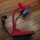 Lampe du bureau porte crayons rouge IMQ vintage italien 80s