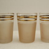 7 pink and gold vintage glass liquor glasses