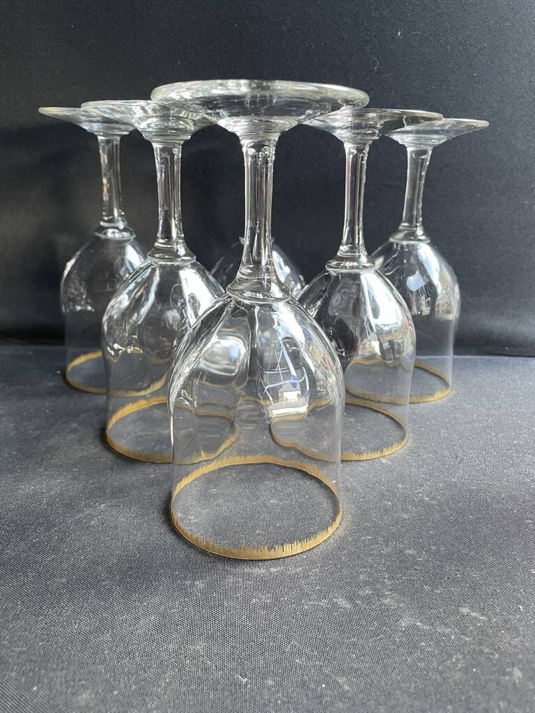 6 Daum water glasses with gold putoises
