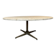 Oval coffee table in the style of Florence Knoll, marble/travertine top, piece.