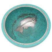 Bowl Wilhelm Kate in ceramic and silver Argenta Gustavsberg Sweden 1950