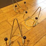 3 patères vintage métal doré