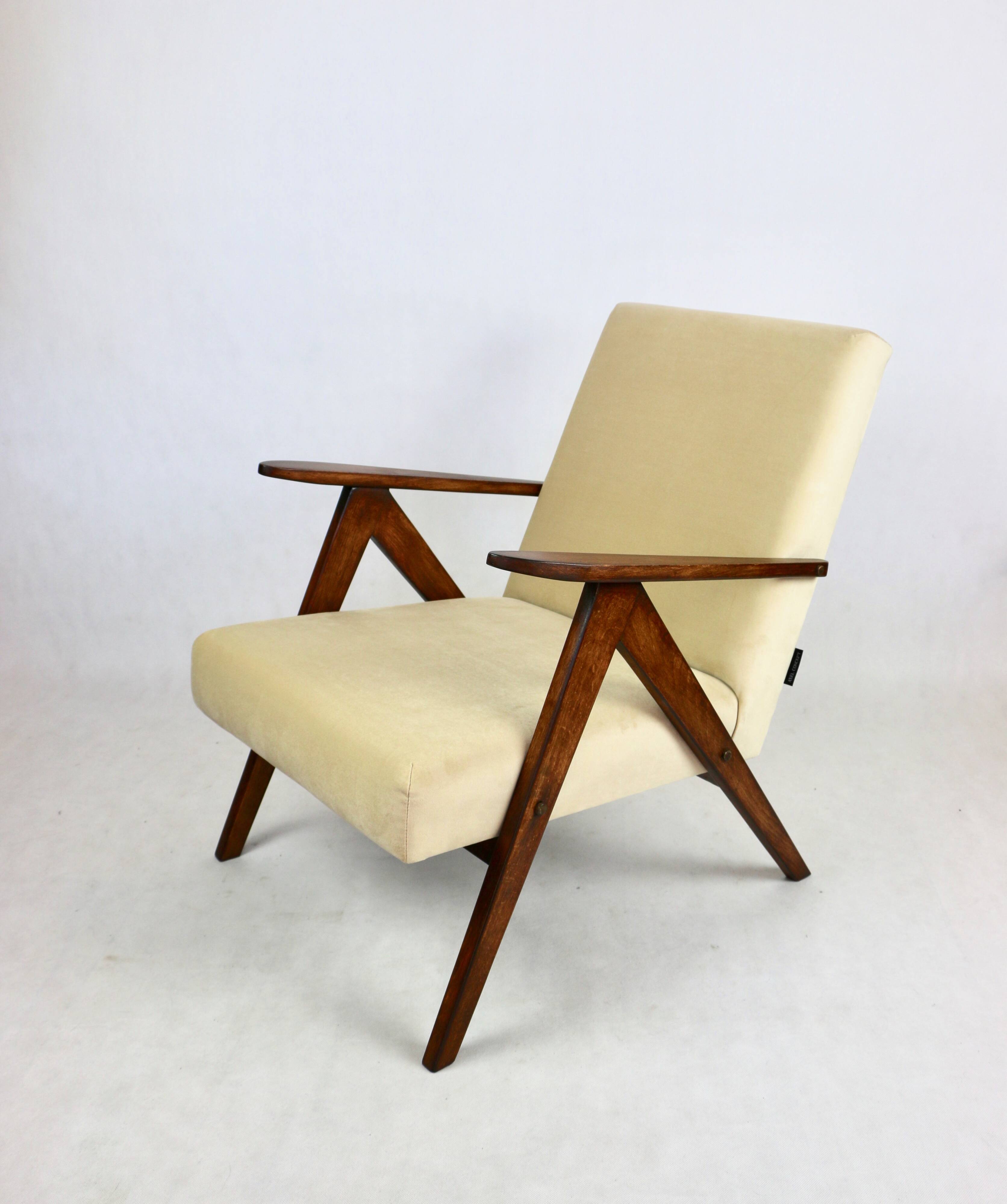 Vintage B-310 VAR armchair in light brown beige velvet - 2 pieces available