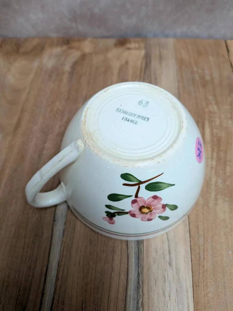 Cup and saucer Sarreguemines model Bitche – Ironstone