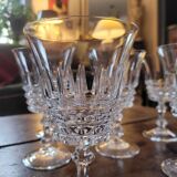 Set of 9 fine cut crystal stemmed glasses - France, circa 1950