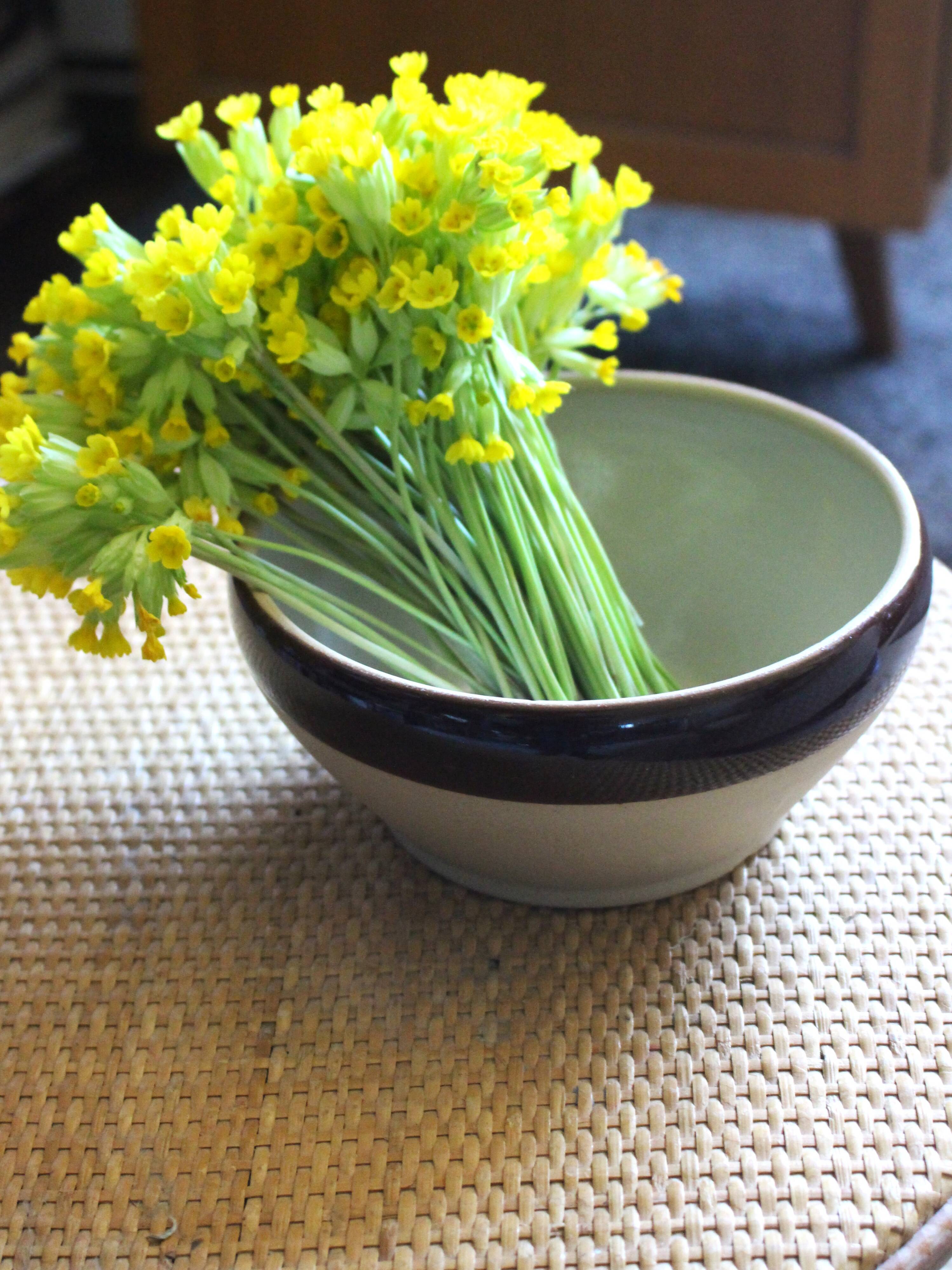 Two-tone vintage stoneware salad bowl from Digoin.
