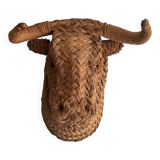 Wicker bullhead sculpture