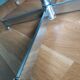 Swivel office chair Strafor with chrome metal and black faux leather.