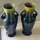 Pair of amphora vases Saint-Clément, glazed ceramic in blue and green.