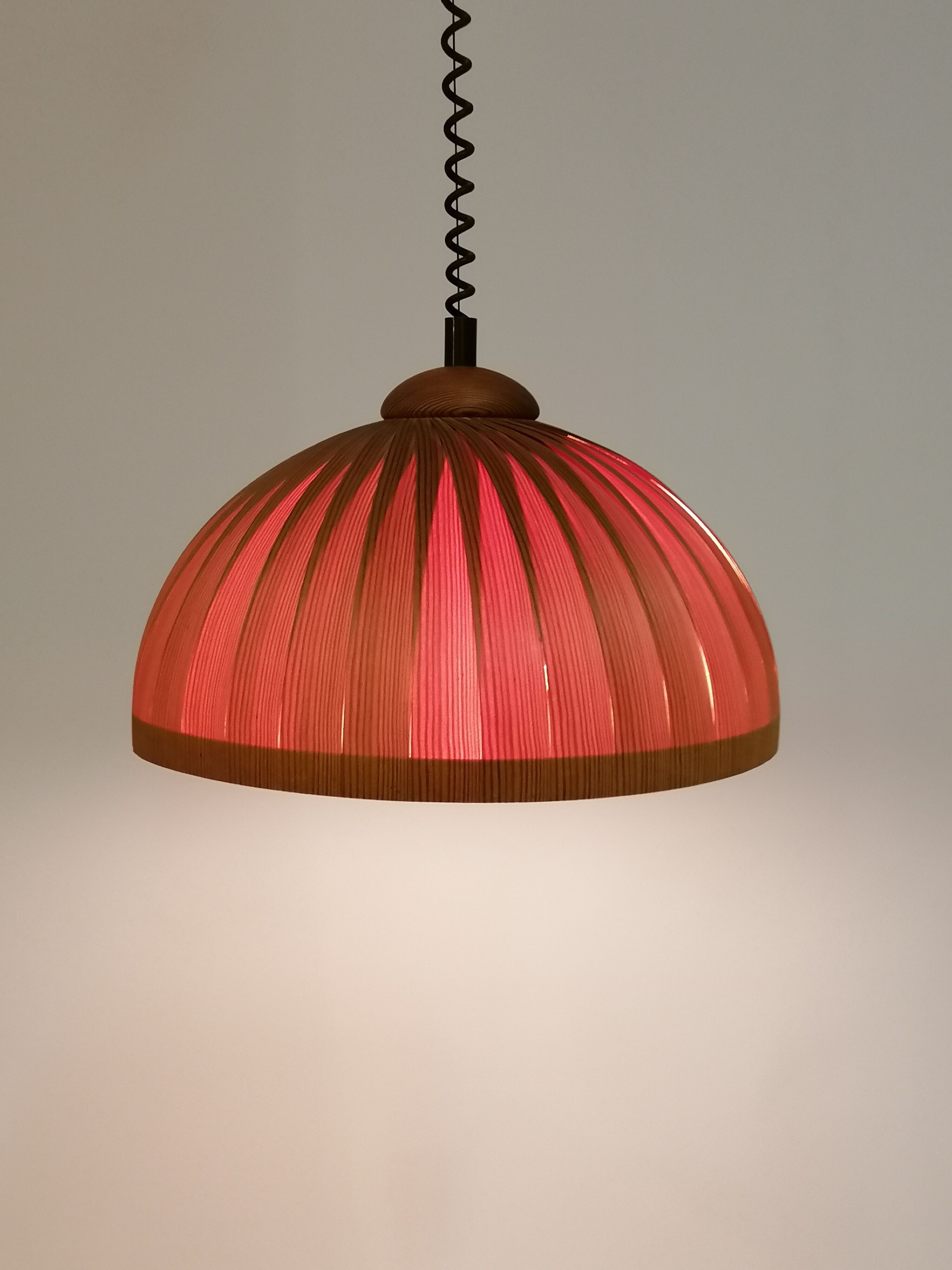 Teak slat hanging lamp 1960