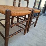 Set of 6 high-backed straw-seated chairs in solid oak from the early 1900s.