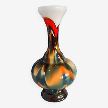 Brown orange opaline vase