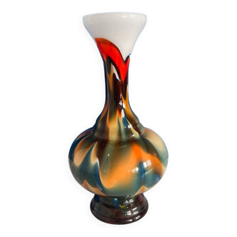 Brown orange opaline vase