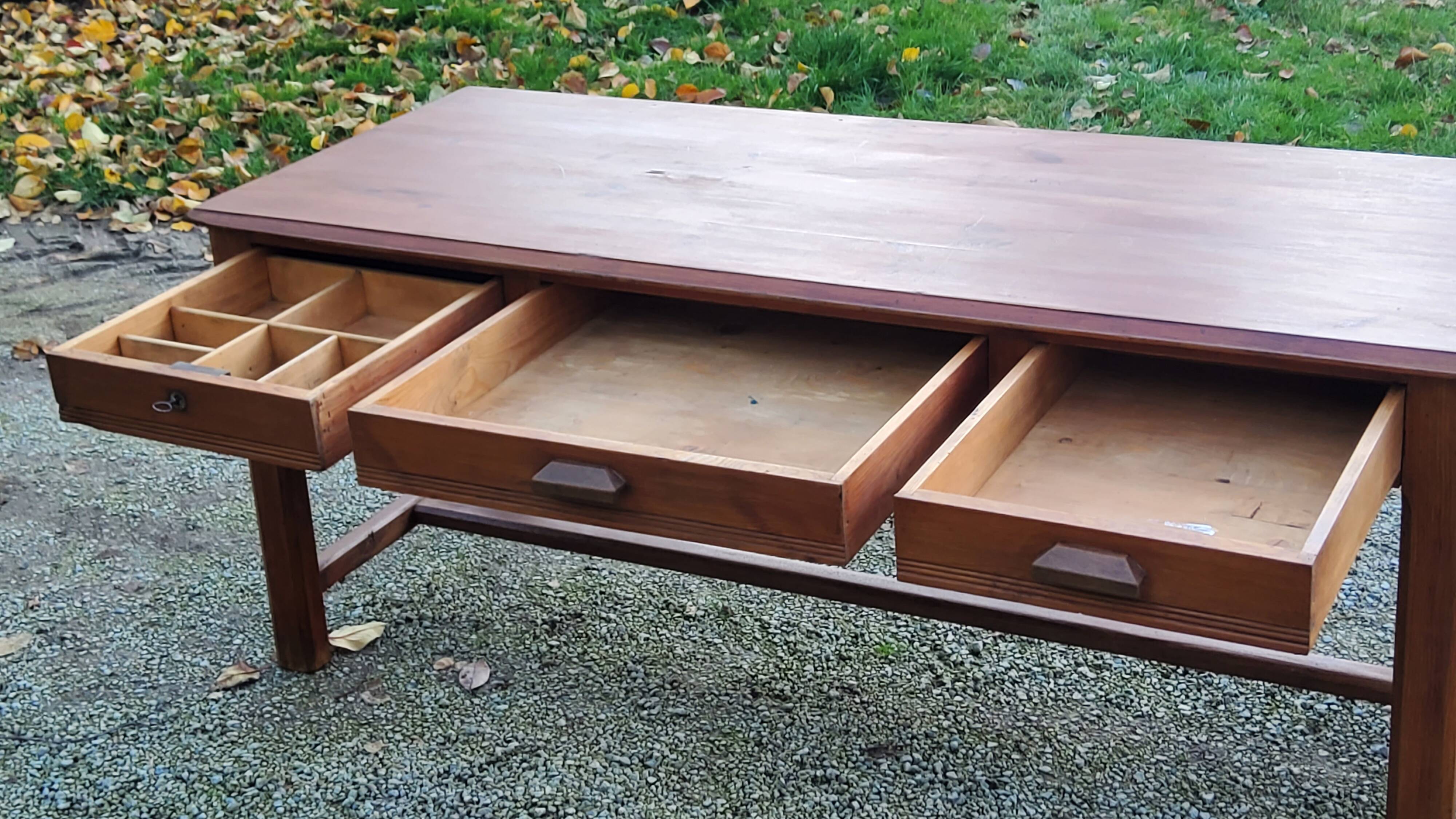 Farm table early 20th century 3 spacer drawers 180cm