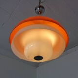 Space Age Orange & White Ceiling Lamp, Italy, 1970s
