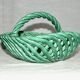 Vintage 1960s woven earthenware basket-shaped bowl