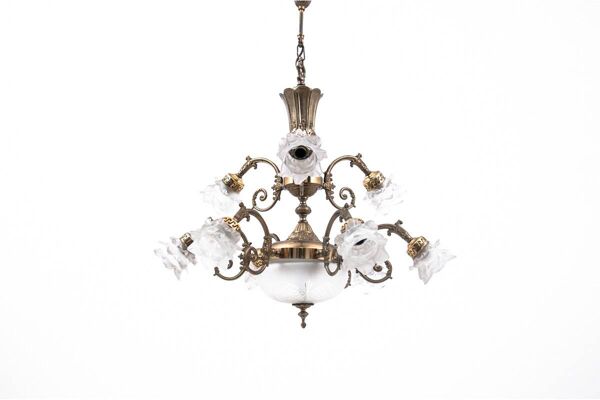 Lustre en laiton des années 1950, Europe de l'Ouest.