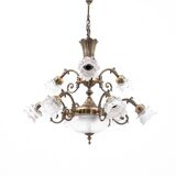 Brass chandelier from the 1950s, Western Europe.