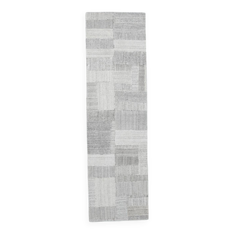 2x8 Kilim White Black Solid Kilim Runner Rug, 72x254Cm