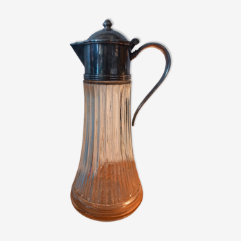 Carafe/Ewer. Glass and silver metal. 1.5 liters