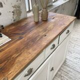 Meuble de métier enfilade patine blanche