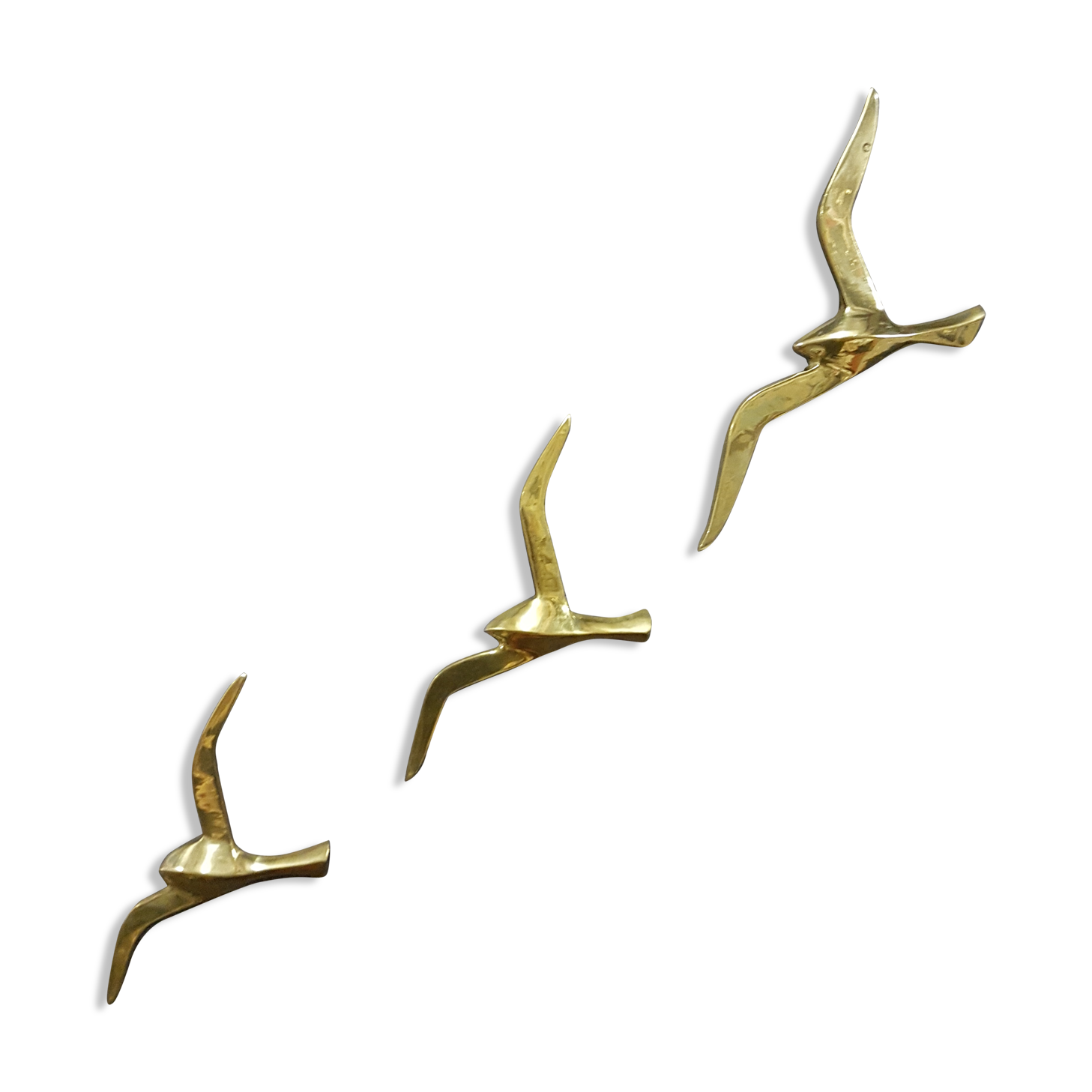 Trio de mouettes en laiton décoration murale des années 50/60
