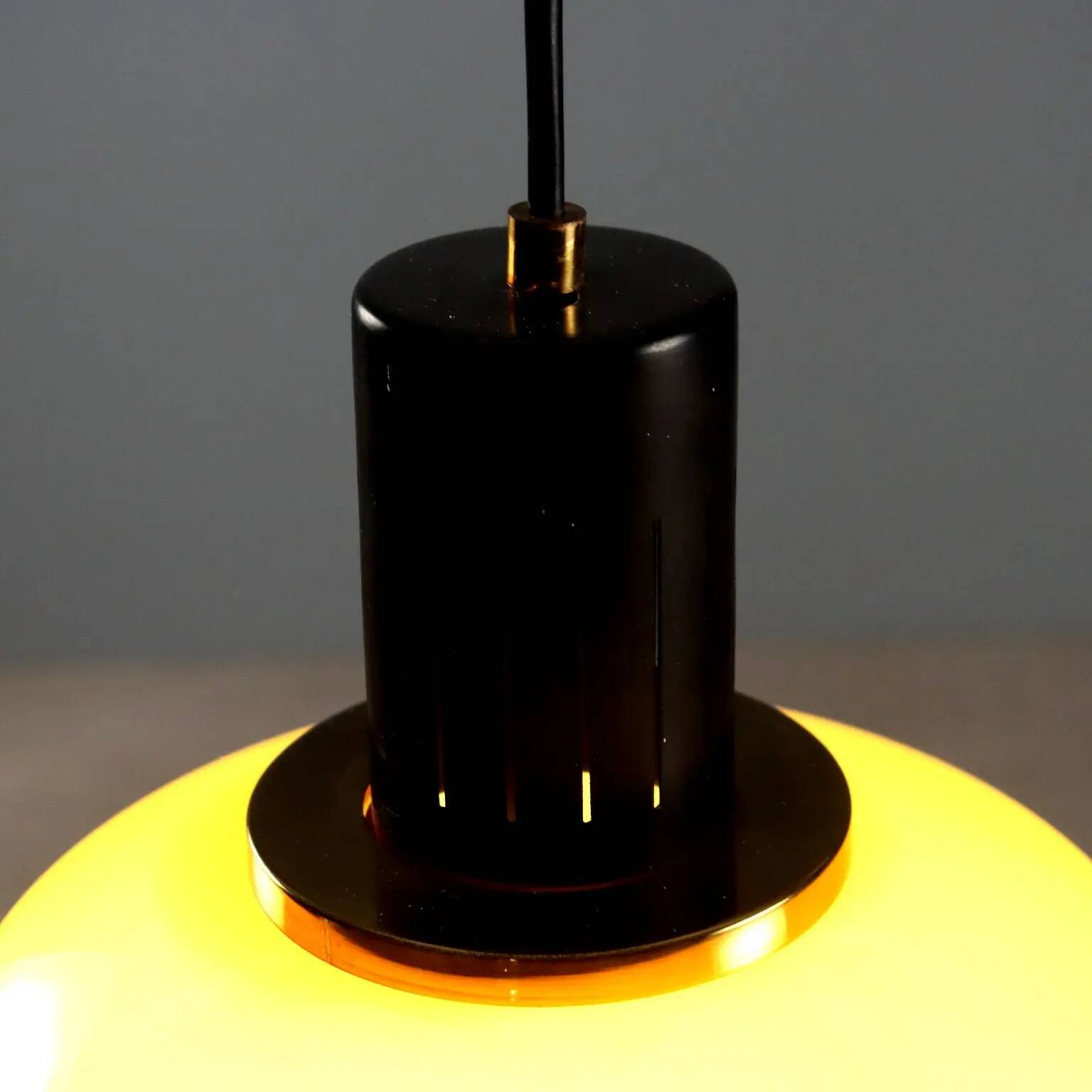 Vintage metal and glass pendant light design Italy 1960s