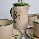 Service à café en faïence émaillée, Jemappes, Belgique, 9 tasses