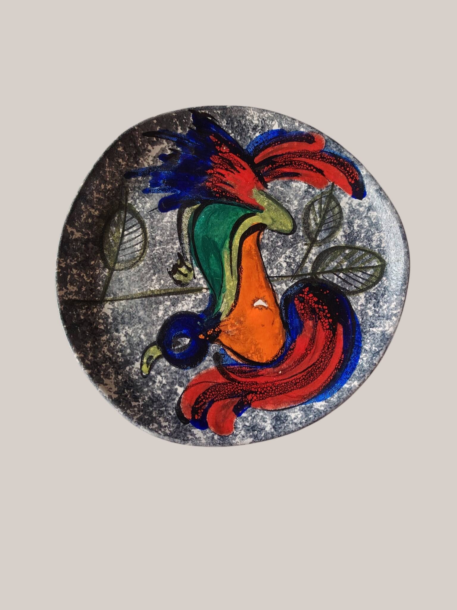 Decorative ceramic plate from Vallauris - Jean Jalu - Bird Decoration St