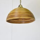 Vintage pendant lamp in bamboo and wicker, 1960s.