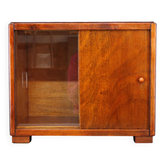 Art Deco sliding door display cabinet, Czechoslovakia, 1940s