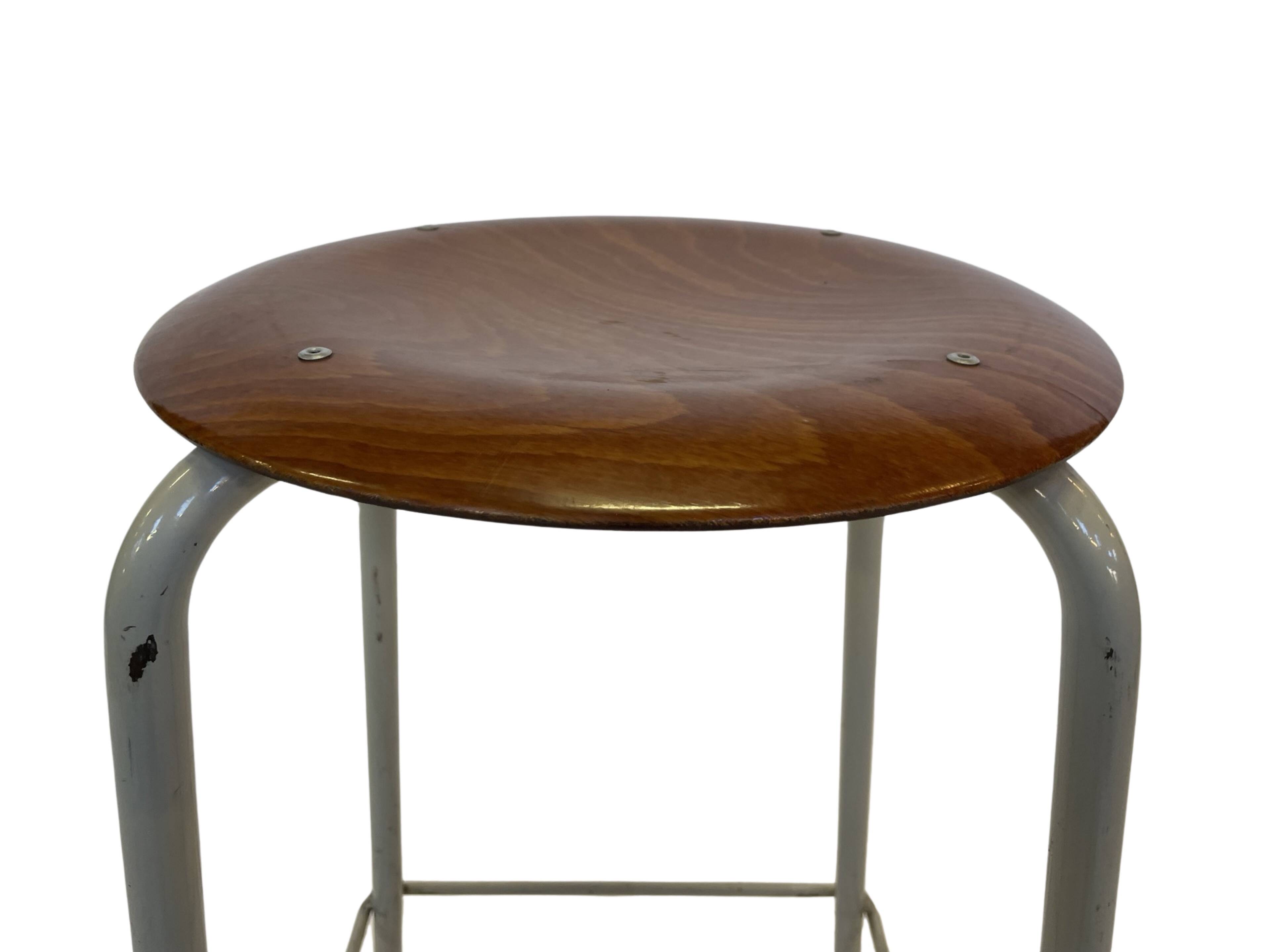 Vintage school stool, 1970s industrial design, Dutch minimalist