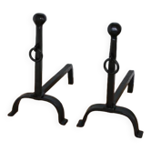 Pair of cast iron fireplace andirons 1766
