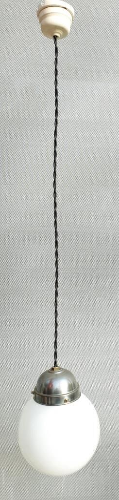 Art Deco opaline ball suspension with porcelain fastener