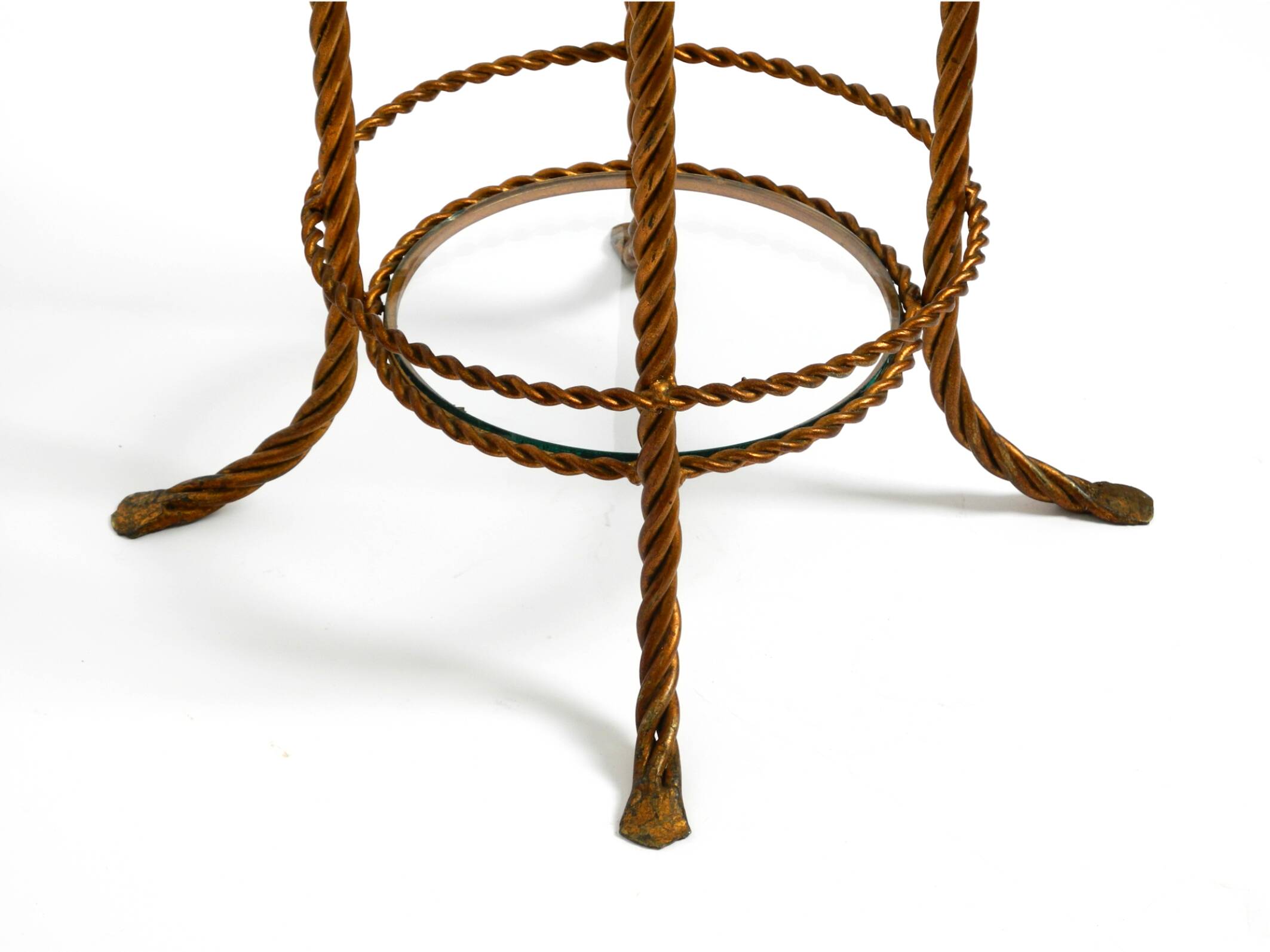 Italian Mid Century Regency side table in gold plated Metal by Li Puma