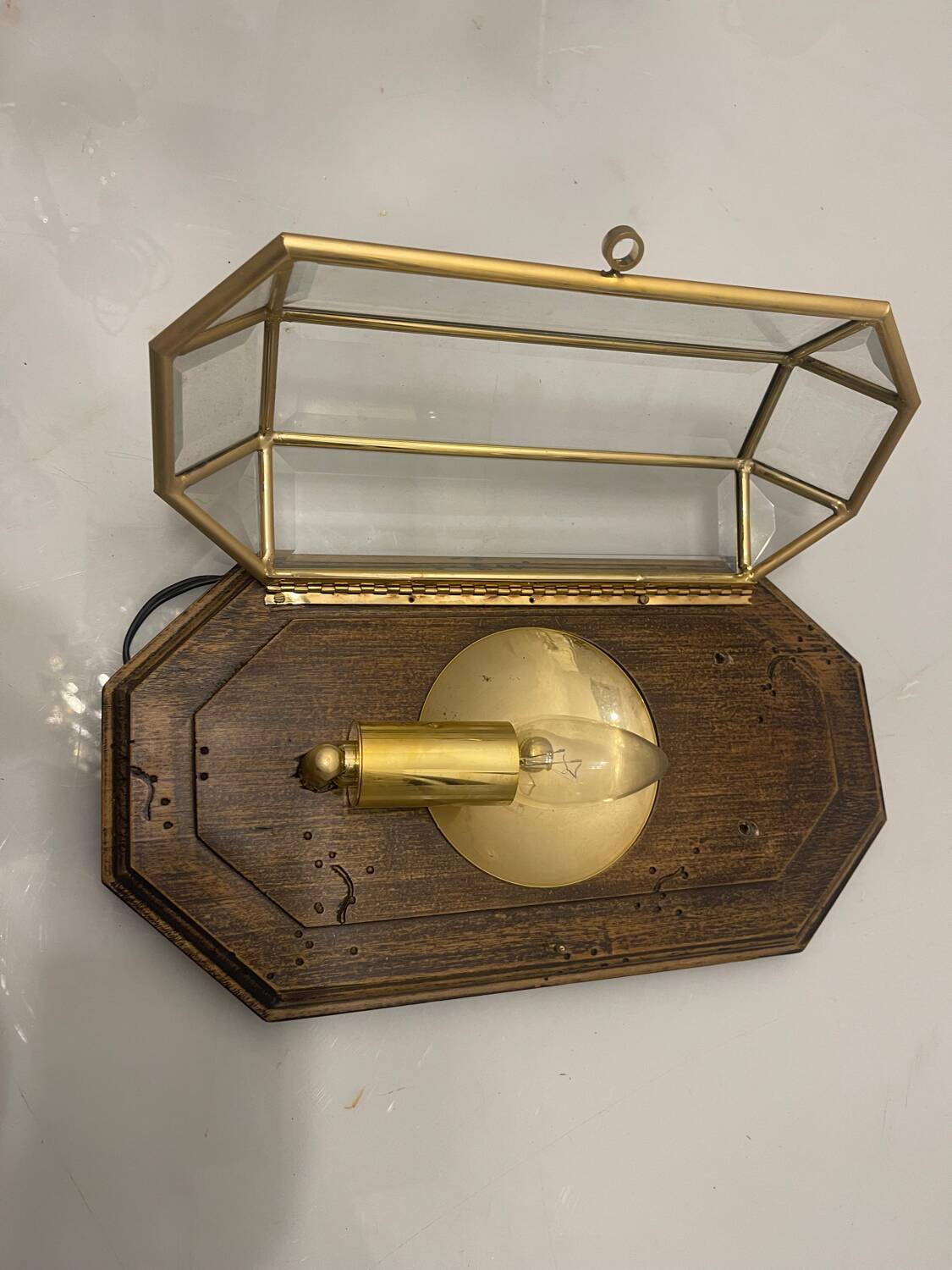 Wooden Brass Sconces Set of 2