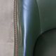 Set of 2 Green Cowhide Leather and Wooden Side/Dining/Office Chairs